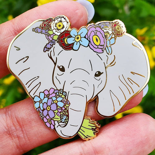 Forget me Not Alzheimer's Elephant Enamel Pin