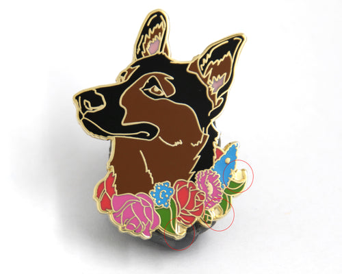 SECOND SALE German Shepherd Flower Collar Enamel Pin