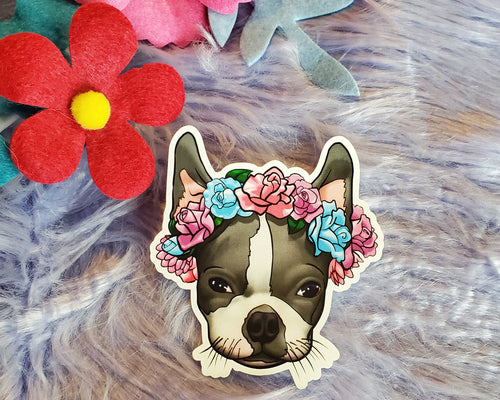 Boston Terrier Vinyl Sticker - GRAY