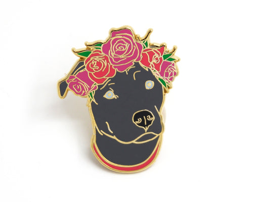 Gray Pit Bull Enamel Pin